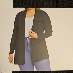 Gloria Vanderbilt Black Cardigan Size L NWT  Lightweight Open Front with Pockets